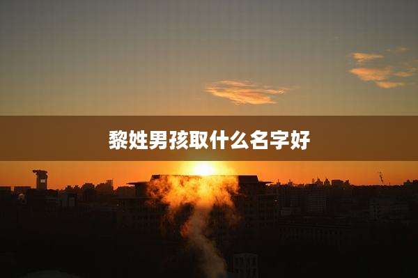 黎姓男孩取什么名字好